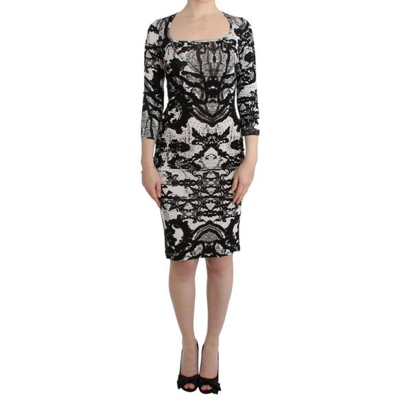 Cavalli Black Printed Sheath Women's Dress